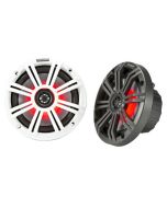 Kicker KM65 6.5-Inch Marine Coaxial Speakers w/ 3/4-Inch Tweeters, LED, 4-Ohm, Charcoal and White Grilles - 45KM654L