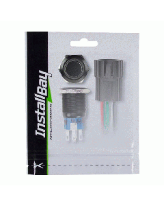 Install Bay IBRBSW19 19MM Black Round Switch W/Latch & Harness - White