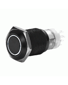 Install Bay MIBRBSW19 19 MM BLACK MOMENTARY SWITCH WITH HARNESS 5A IP67 - WHITE