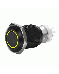 Install Bay MIBRBSY16 16 MM BLACK MOMENTARY SWITCH WITH HARNESS 5A IP67 - YELLOW